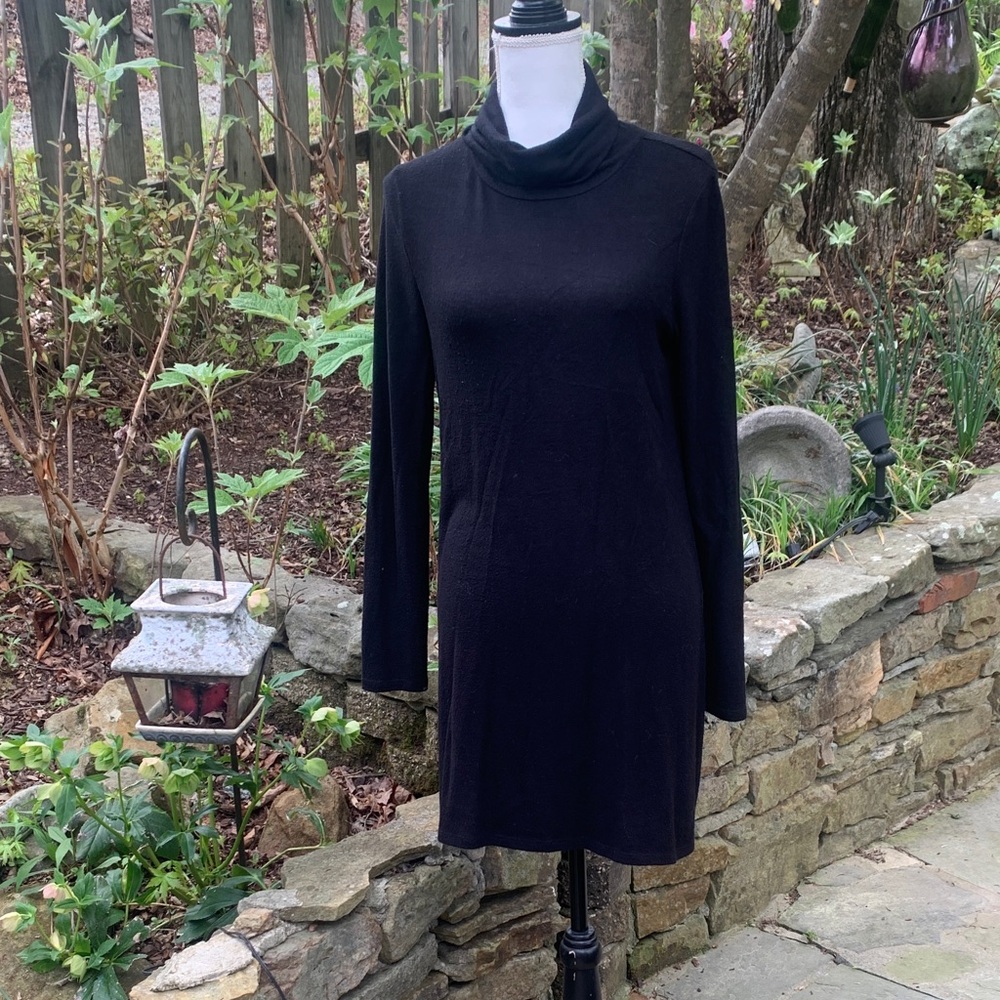 Classic Black Turtleneck Long-Sleeve Dress